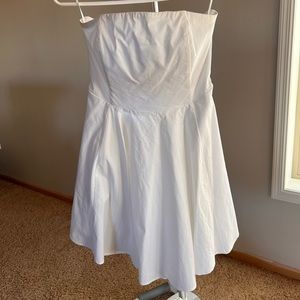 EXPRESS Strapless white dress with open tie back